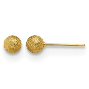 Stainless Steel Polished Laser cut Yellow IP-plated 5mm Ball Post Earrings