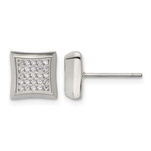 Stainless Steel Polished 50 CZ Stud Earrings