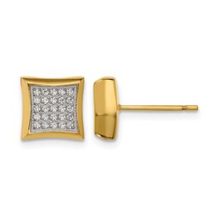 Stainless Steel Polished Yellow IP-plated 50 CZ Stud Earrings