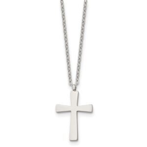 Stainless Steel Polished Small Cross 18in Necklace
