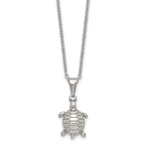 Stainless Steel Polished Turtle 22in Necklace