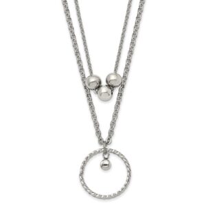 Stainless Steel Polished 2 Strand 16.5in w/1.75in ext Necklace