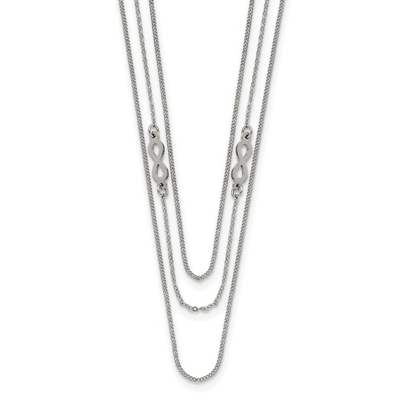 Stainless Steel Polished Infinity Sign 3-Strand 36in Necklace