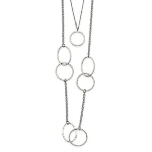 Stainless Steel Polished with Circles 2-Strand 20in Necklace