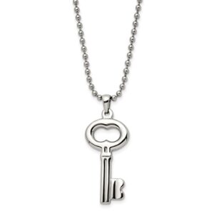 Stainless Steel Polished Key 24in Necklace