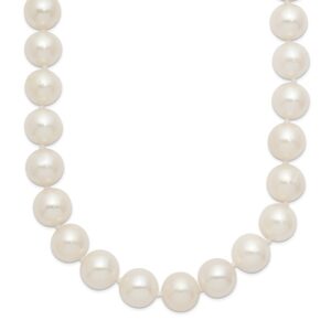 Stainless Steel Polished 9-10mm Hand Knotted Round FWC Pearl 24in Necklace