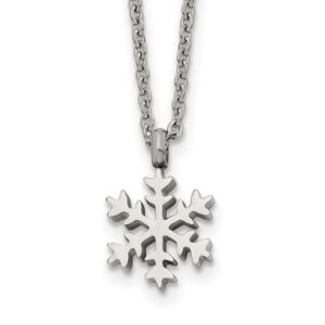 Stainless Steel Polished Snowflake 20.25in +1in Necklace