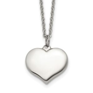 Stainless Steel Polished Heart 20.5in +1in Necklace