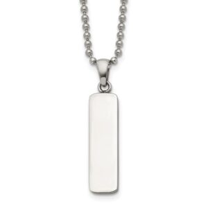 Stainless Steel Polished Vertical ID Bar 22in Necklace