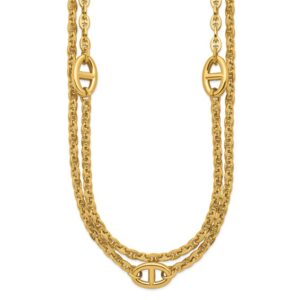 Stainless Steel Polished Yellow IP 2-strand 18in +2in Necklace