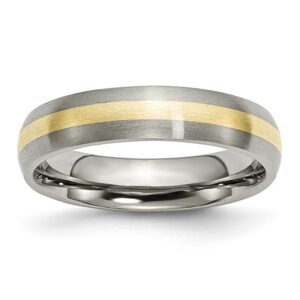 Titanium Brushed w/14k Yellow Inlay 5mm Band