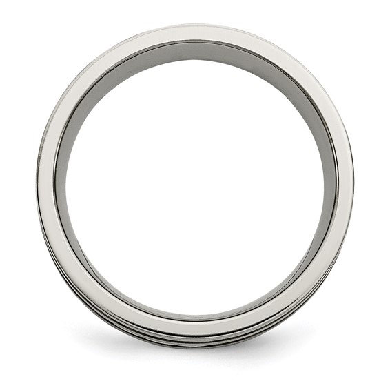 Titanium Antiqued & Brushed w/Sterling Silver Braided Inlay 8mm Band - Image 2
