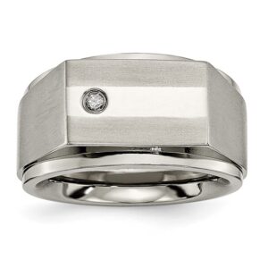 Titanium Satin and Polished 1/20ct Diamond Signet Band