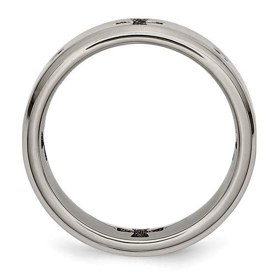 Titanium Brushed & Polished 1/20ct Diamond Cross Cut Out 7mm Band - Image 2