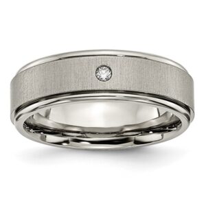 Titanium Brushed/Polished .05ct Diamond Rounded Edge 7mm Band