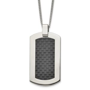 Titanium Polished w/Black Carbon Fiber Inlay 24in Necklace