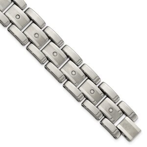 Tungsten Brushed and Polished with 1/3ct Diamonds 8.5in Bracelet