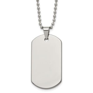Tungsten Polished Dog Tag 22in Necklace