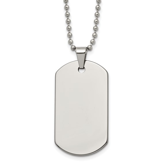 Tungsten Polished Dog Tag 22in Necklace