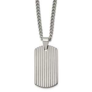 Tungsten Polished Dog Tag 22in Necklace