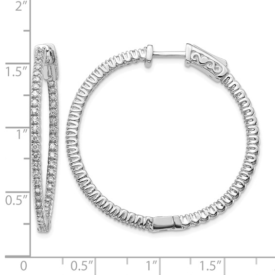 14kw 3/4ct Lab Grown Dia VS/SI+ G+ Comp Safety Clasp In/Out Hoop Earrings - Image 2