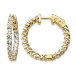 14k 2 1/3 ct Lab Grown Dia VS/SI+ G+ Round In/Out Safety Clasp Hoop Earring