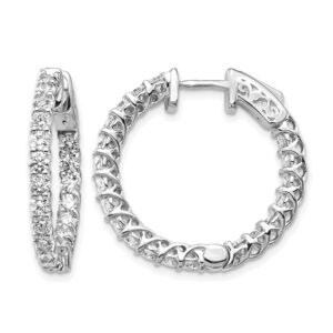 14kw 2 1/3 ct Lab Grown Dia VS/SI+ G+ In/Out Safety Clasp Hoop Earrings