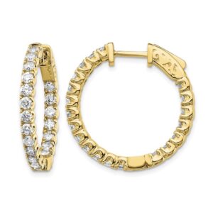 14k 2ct Lab Grown Dia VS+ F+ Round Comp In/Out Safety Clasp Hoop Earrings