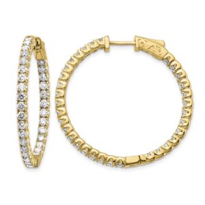 14k 3 1/3 ct Lab Grown Dia VS/SI+ G+ Round In/Out Safety Clasp Hoop Earring