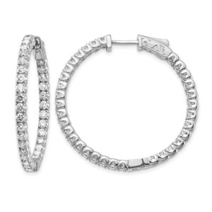 14kw 3 1/3 ct Lab Grown Dia VS/SI+ G+ In/Out Safety Clasp Hoop Earrings