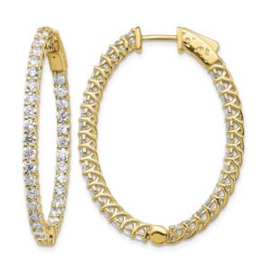 14k 3 1/3ct Lab Grown Dia VS/SI+ G+ Oval In/Out Safety Clasp Hoop Earrings