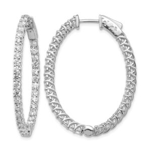 14kw 3 1/3 ct Lab Grown Dia VS/SI+ G+ Oval In/Out Safety Clsp Hoop Earrings