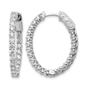 14kw 2 1/2 ct Lab Grown Dia VS/SI+ G+ Oval In/Out Safety Clsp Hoop Earrings