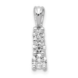 14k White Gold 1/2 ct Lab Grown Diamond VS/SI+ G+ Three Stone Pendant