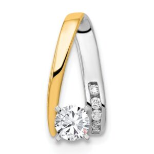 14k Two-tone 5/8ct Lab Grown Diamond VS/SI+ G+ Comp Chain Slide Pendant