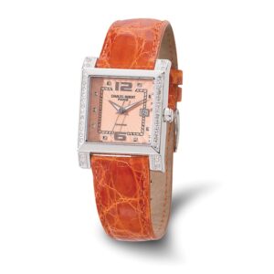 Ladies Charles Hubert 0.42ct. Diamond Leather Peach 29x28mm Dial Watch