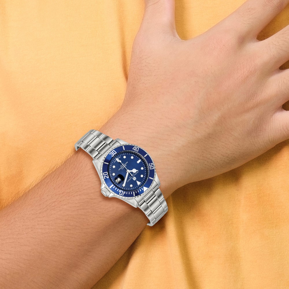 Mens Charles Hubert Stainless Steel Blue Dial Watch - Image 7