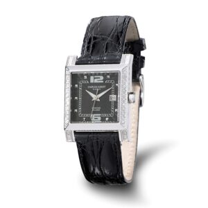 Ladies Charles Hubert 0.42ct. Diamond Bezel Black 29x28mm Dial Watch