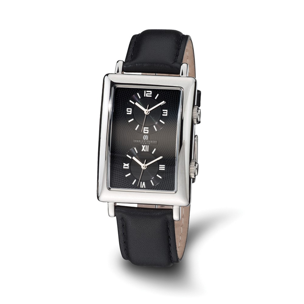 Mens Charles Hubert Dual Time Black 33x53mm Dial Watch