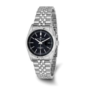 Mens Charles Hubert Stainless Steel Black Dial Watch