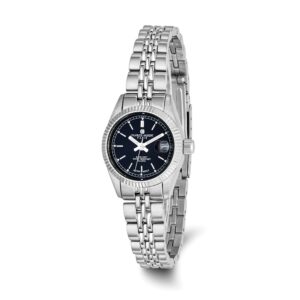 Ladies Charles Hubert Stainless Steel 26mm Black Dial Watch