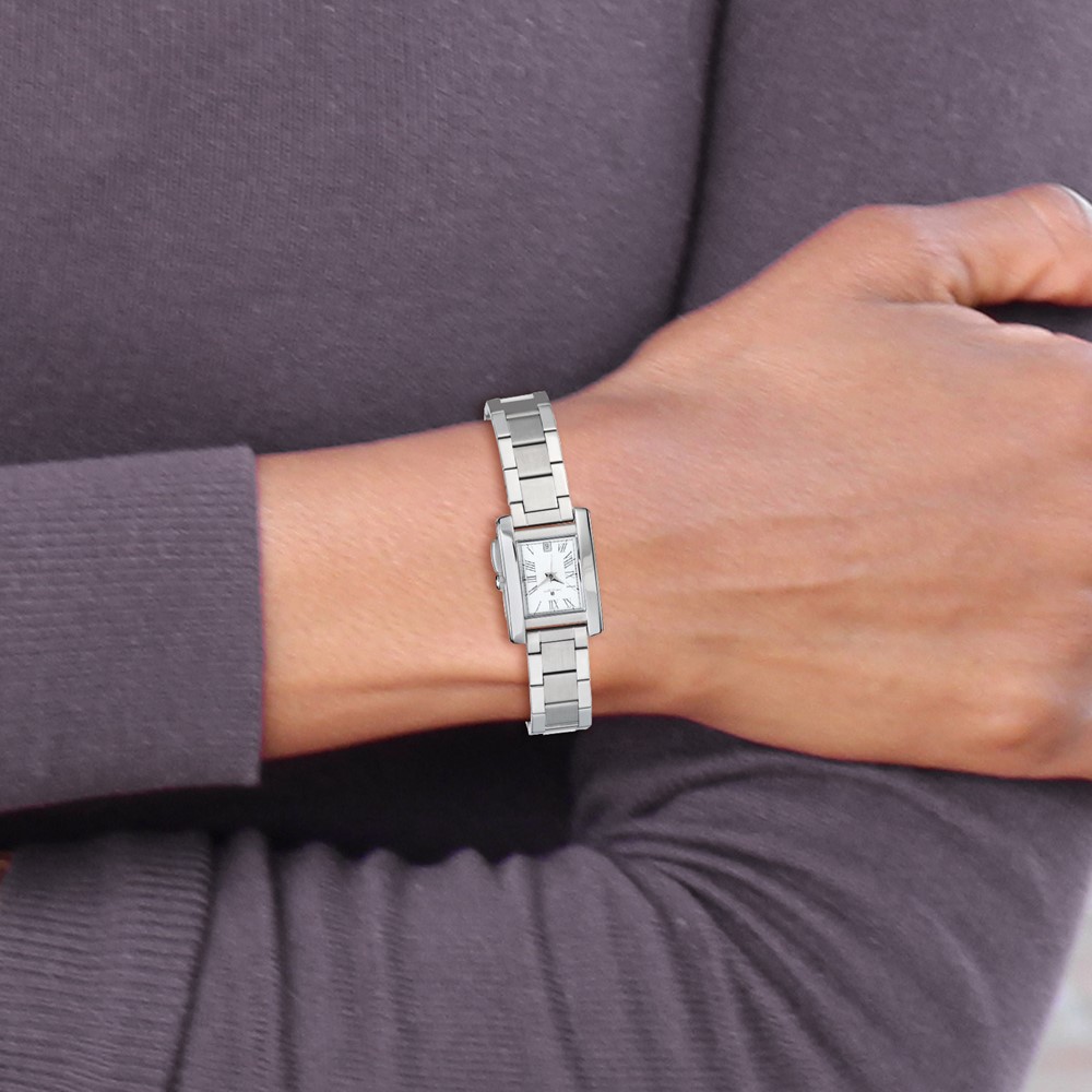 Ladies Charles Hubert Stainless Steel White Dial 20mm Rectangular Watch - Image 5
