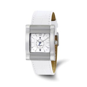 Charles-Hubert 29x35mm Stainless Steel White Dial Leather Band Watch