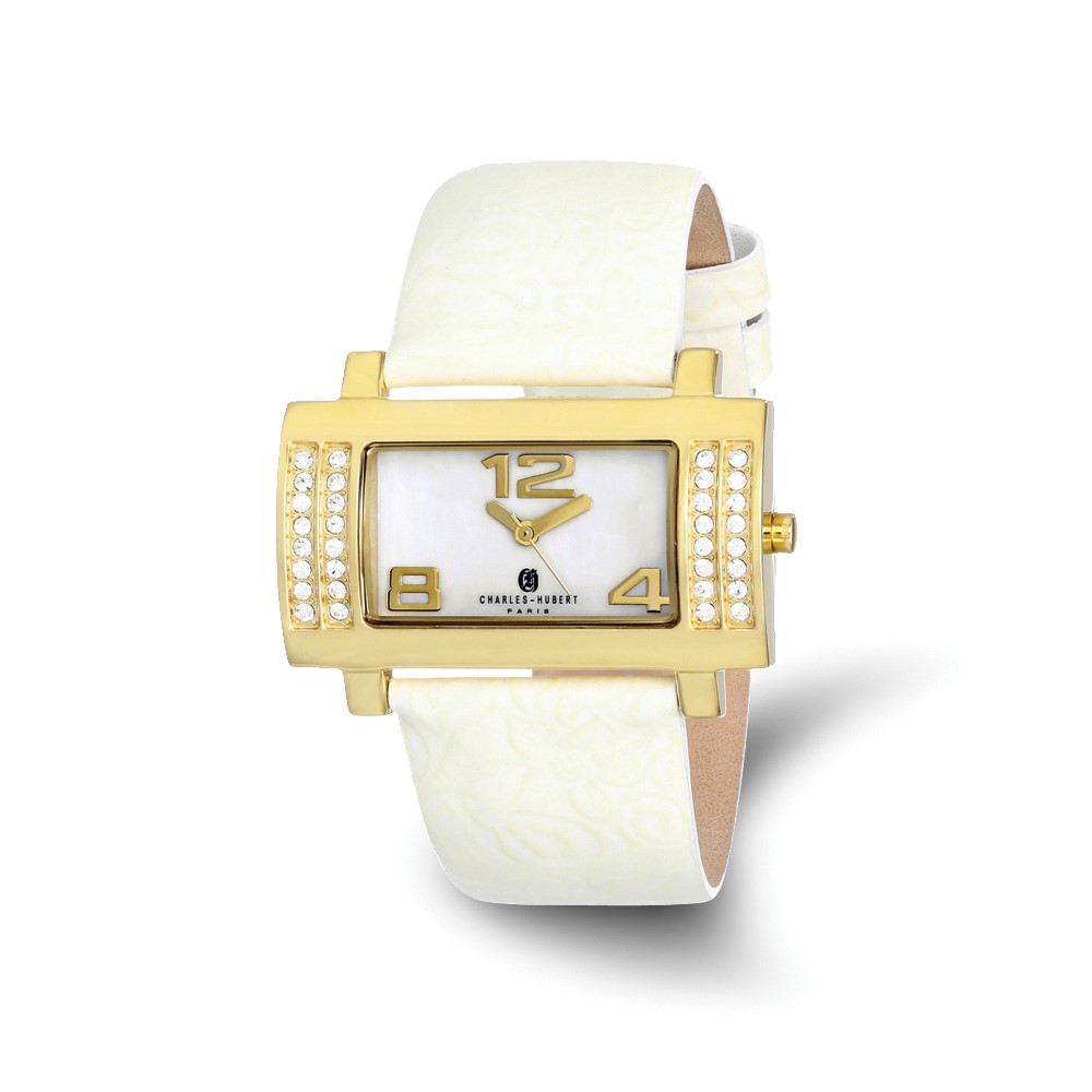 Ladies Charles Hubert Stainless White Leather 40x23mm Watch