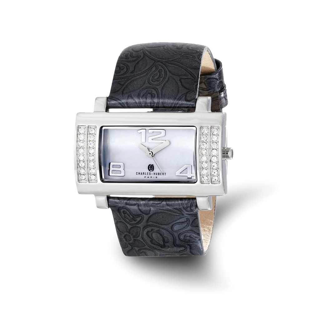 Ladies Charles Hubert Stainless Black Leather 40x23mm Watch
