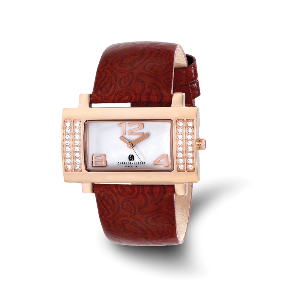 Ladies Charles Hubert Stainless Brown Leather 40x23mm Watch