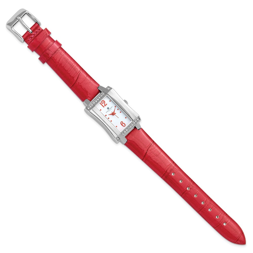 Ladies Charles Hubert Stainless Steel Red Leather Band 23x32mm Watch - Image 3