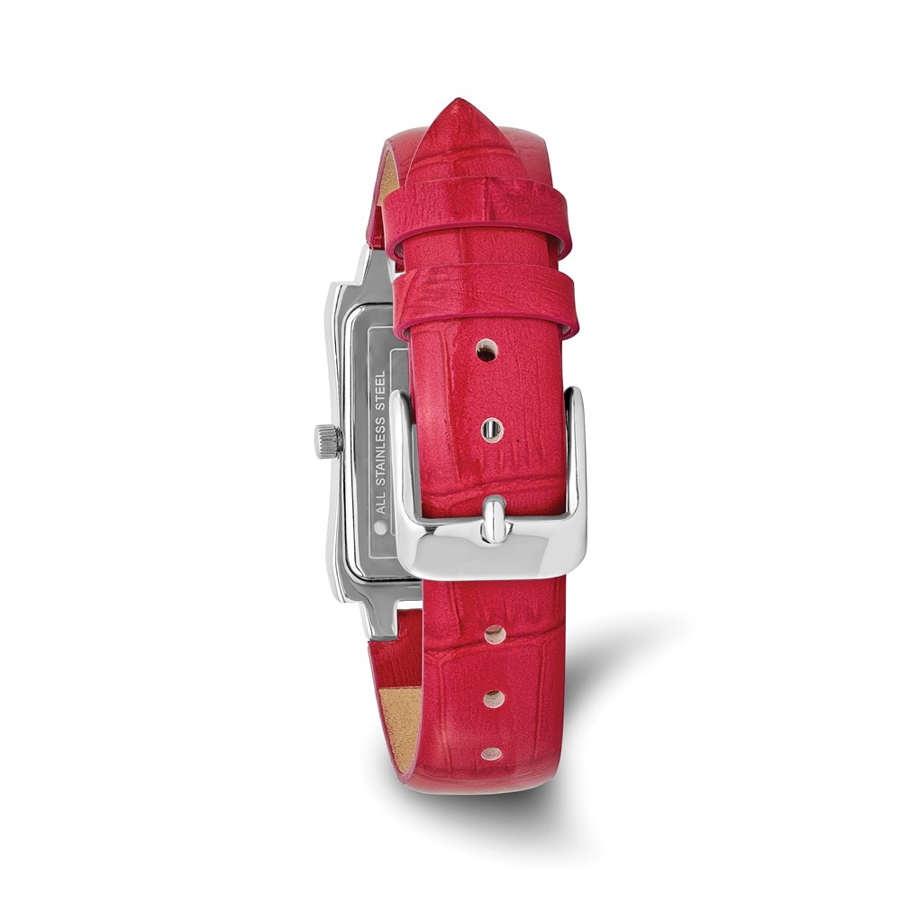 Ladies Charles Hubert Stainless Steel Red Leather Band 23x32mm Watch - Image 4