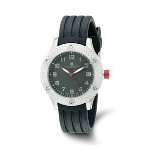 Ladies Charles Hubert Stainless Steel Black Dial Watch