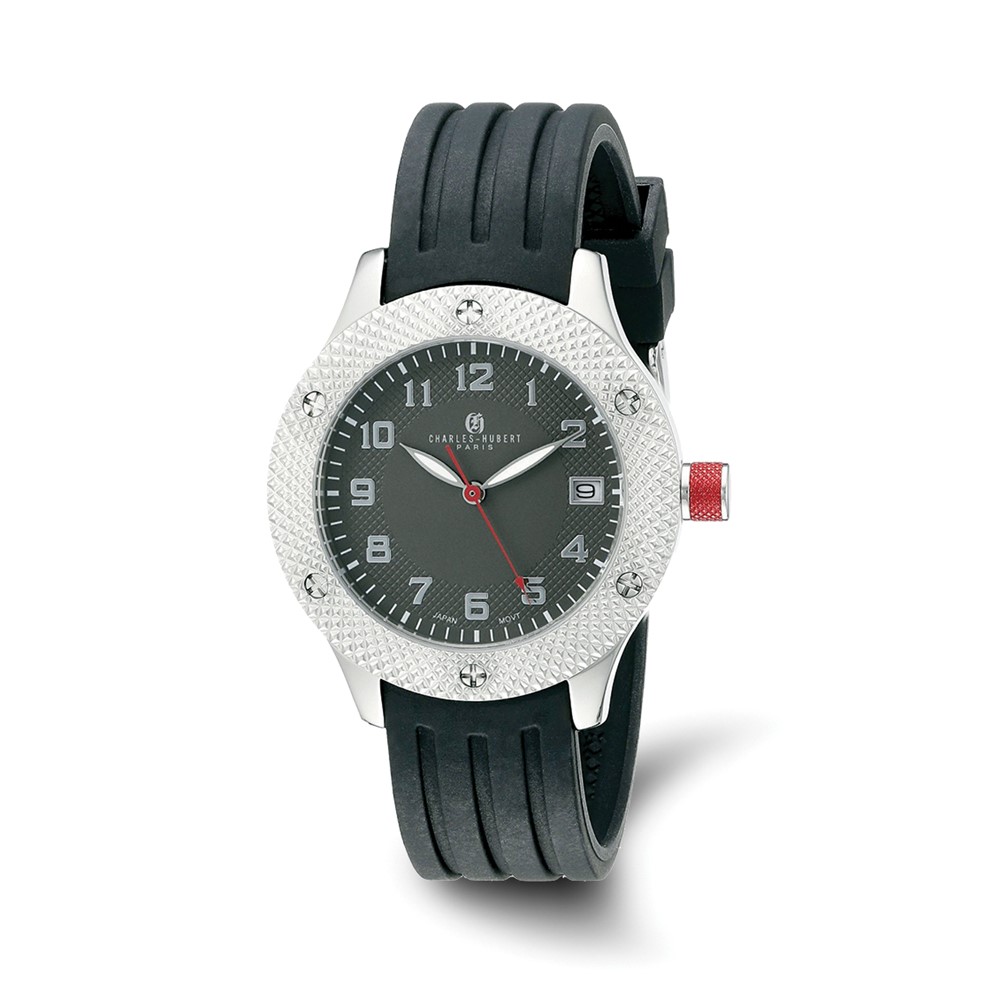 Ladies Charles Hubert Stainless Steel Black Dial Watch